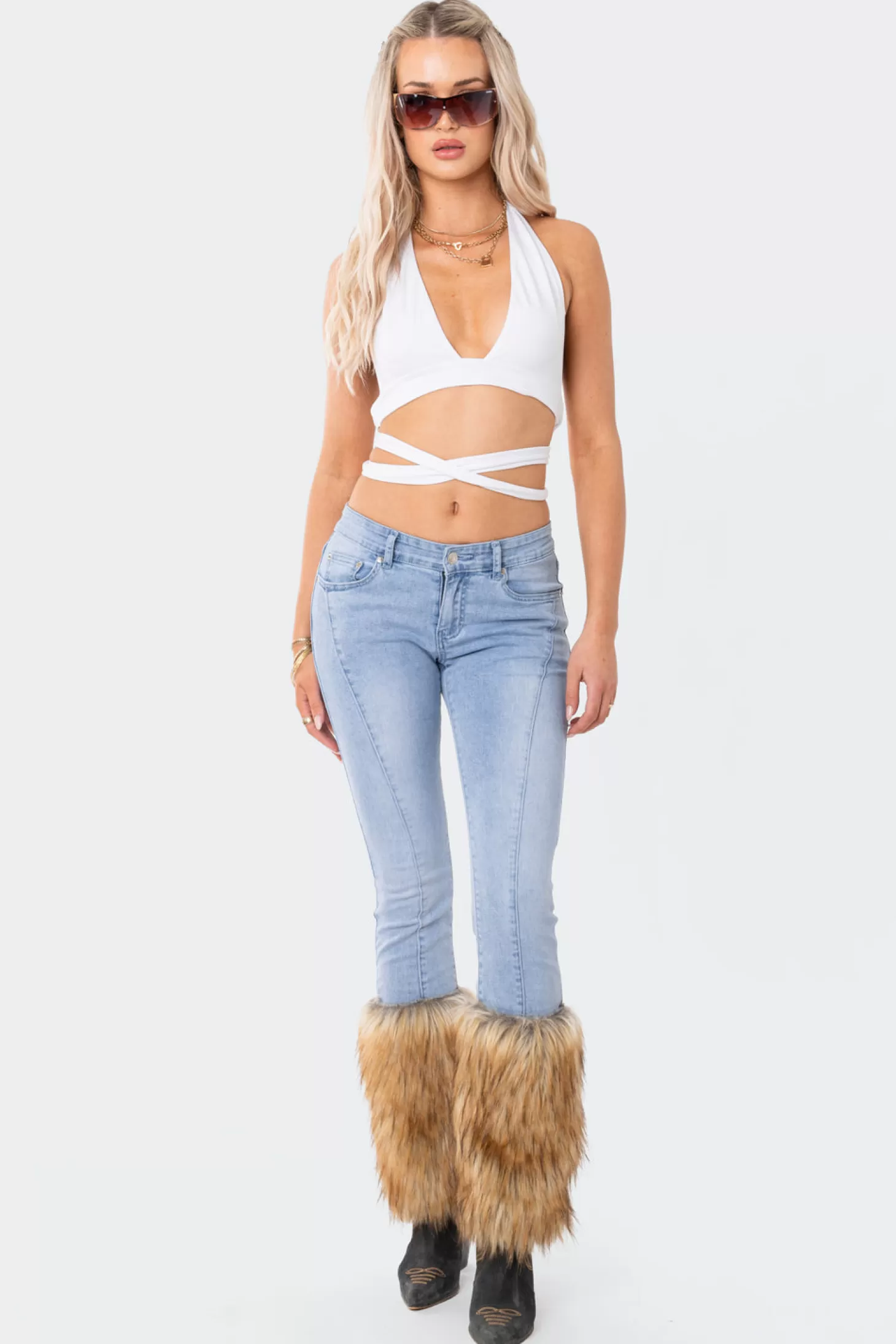 edikted Nahla Low-Rise Faux Fur Jeans* Jeans | Jeans