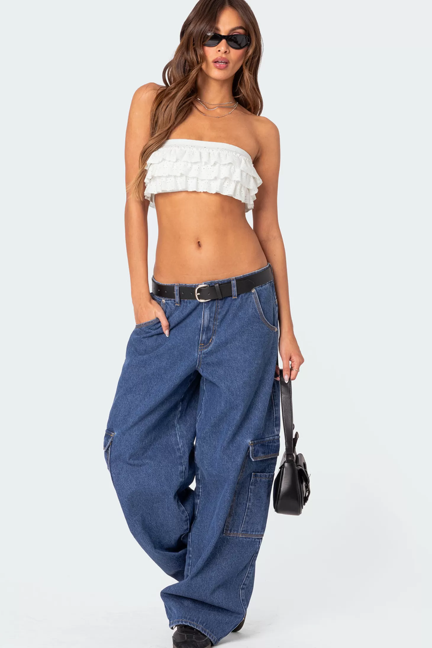 edikted Nia Ruffled Eyelet Bandeau Top* Crop Tops | Strapless Tops