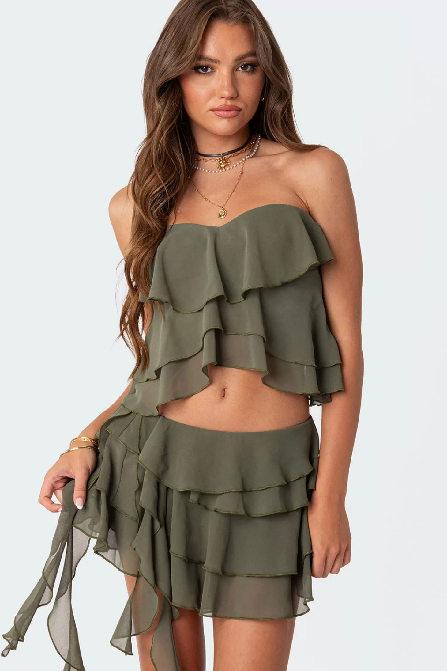 edikted Nico Ruffled Strapless Top* Crop Tops | Strapless Tops