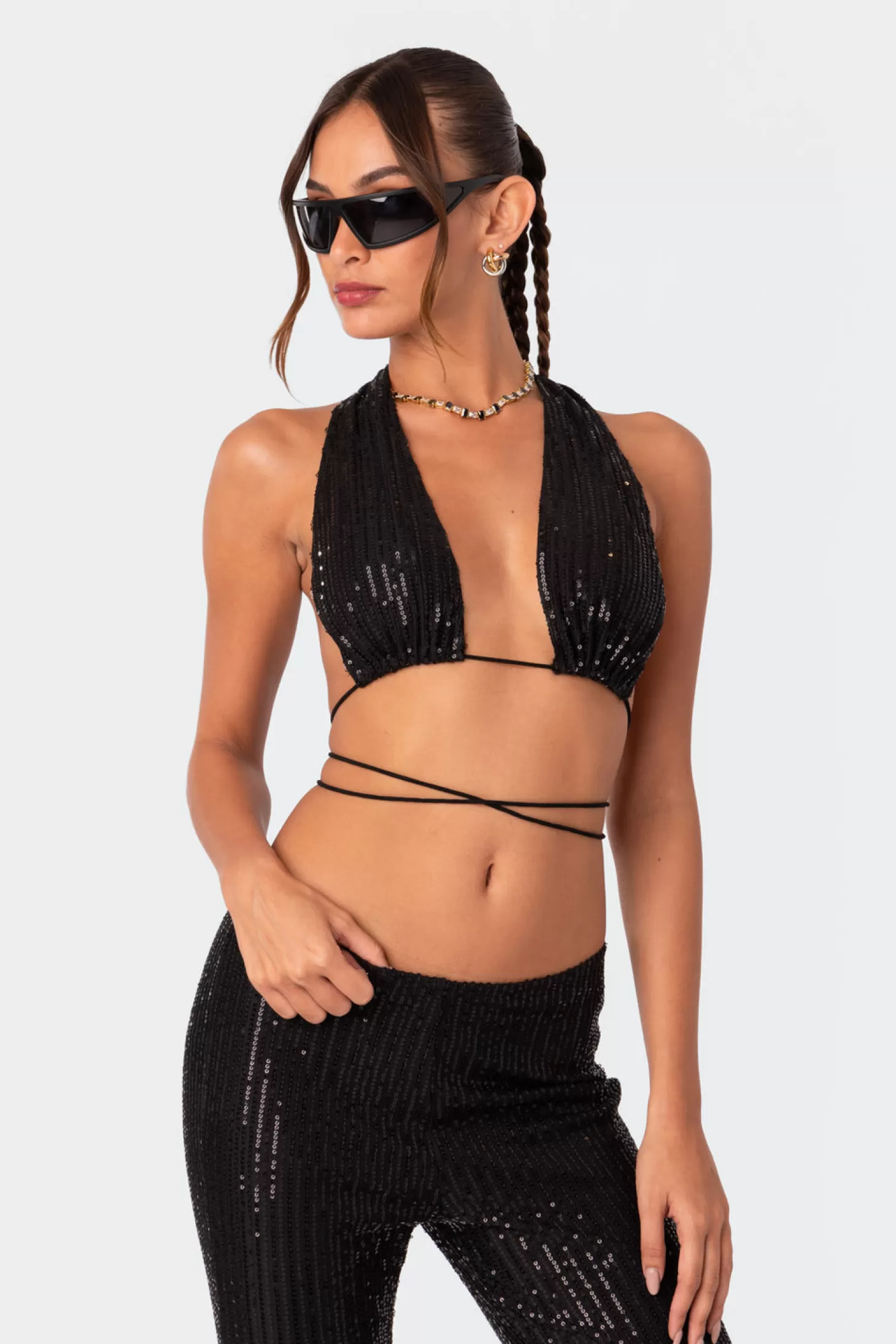 edikted Nola Sequin Open Back Top* Crop Tops | Sets