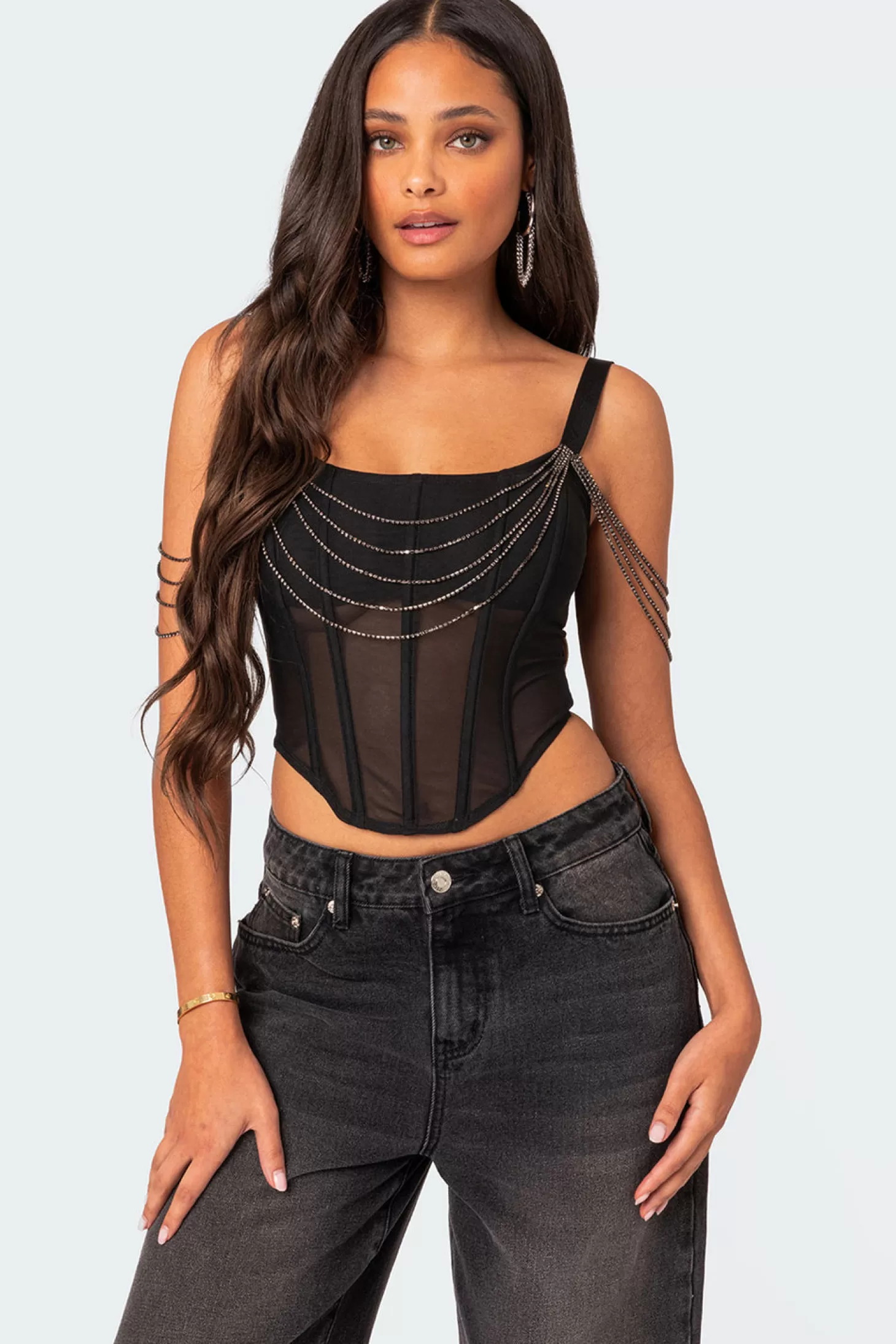 edikted Norah Draped Rhinestone Corset* Corsets | Corsets