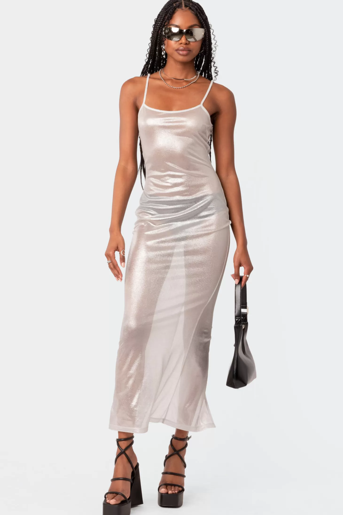 edikted Nyla Sheer Glittery Back Slit Maxi Dress* Maxi Dresses | Dresses