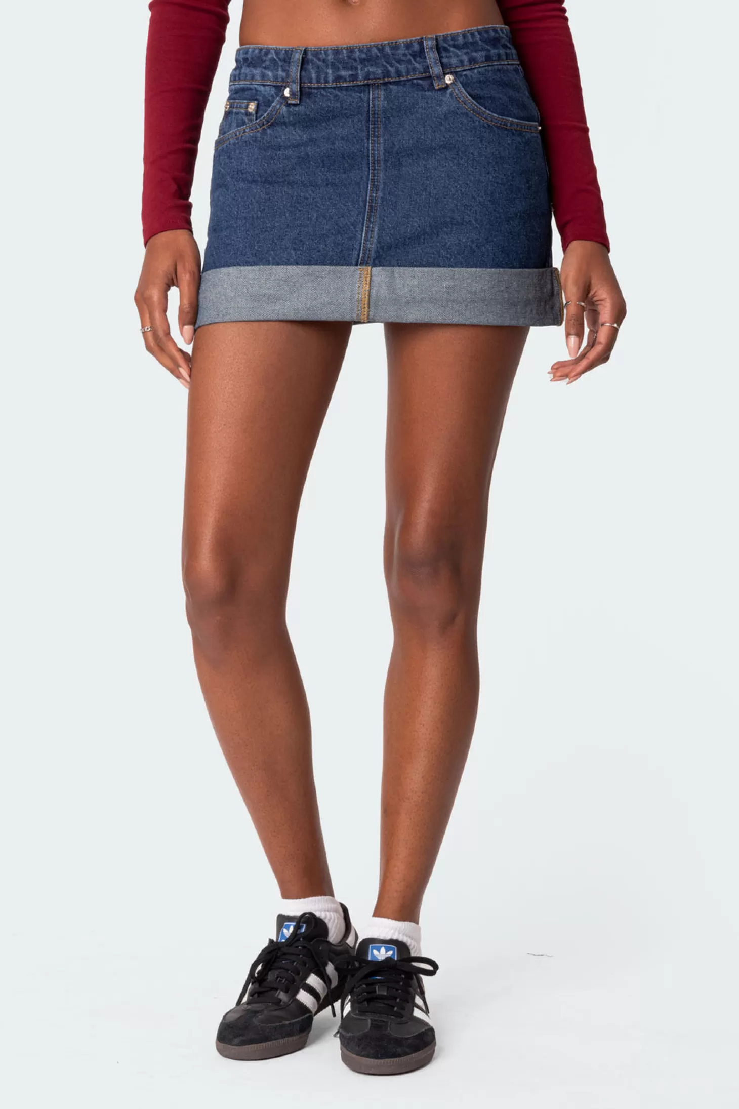 edikted Off Duty Folded Denim Mini Skirt* Skirts | Skirts