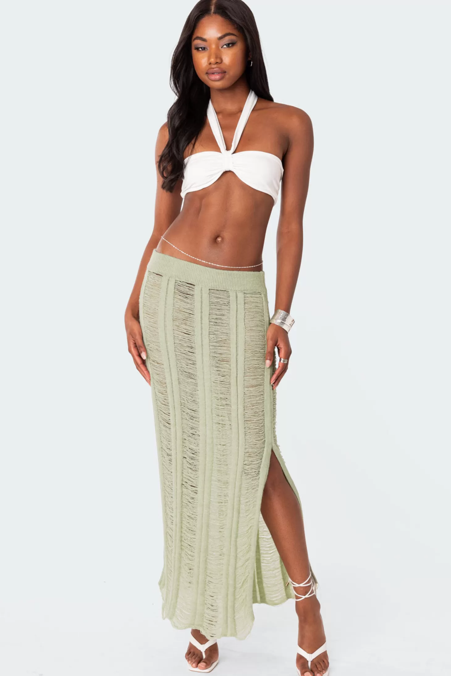 edikted Ophelia Distressed Knit Maxi Skirt* Skirts | Skirts