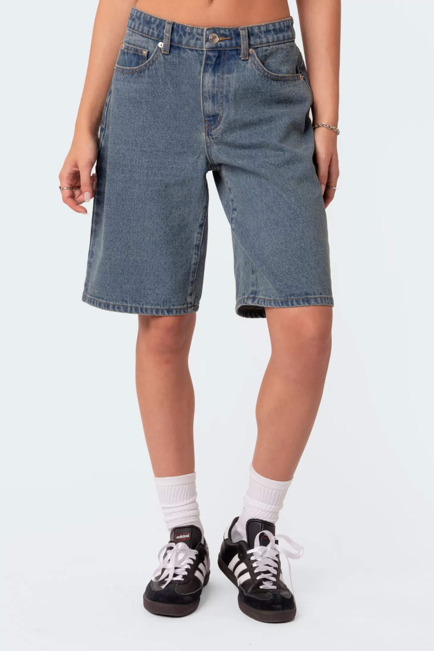 edikted Oversized Low Rise Denim Bermuda Shorts* Shorts | Shorts