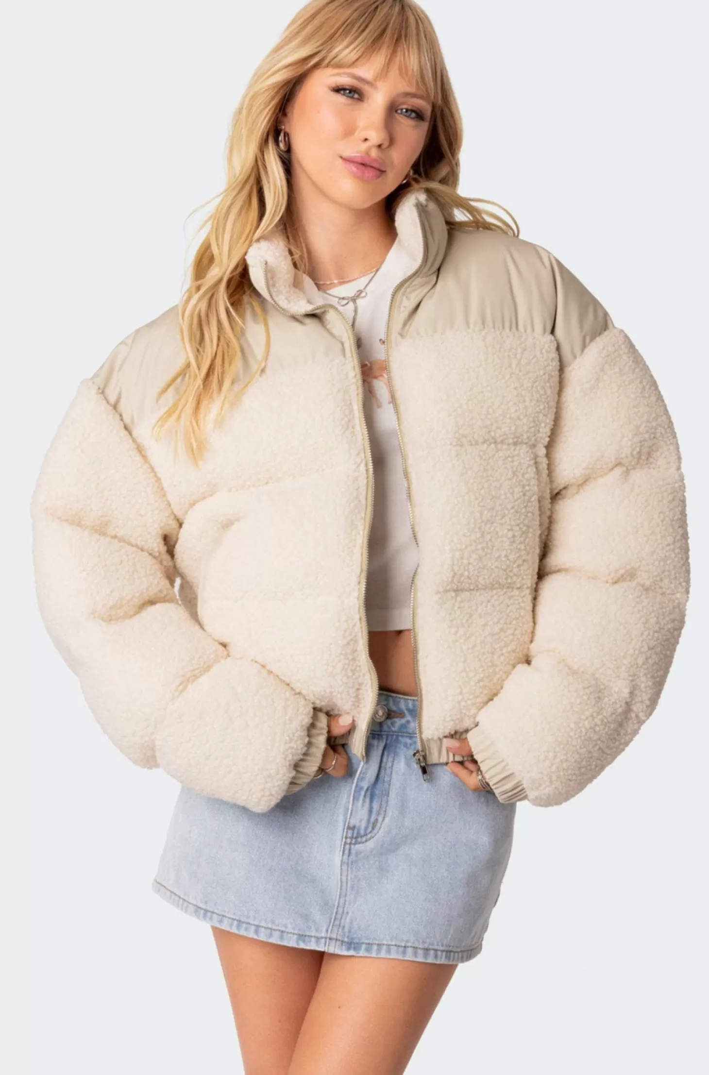 edikted Oversized Sherpa Puffer* Jackets & Coats