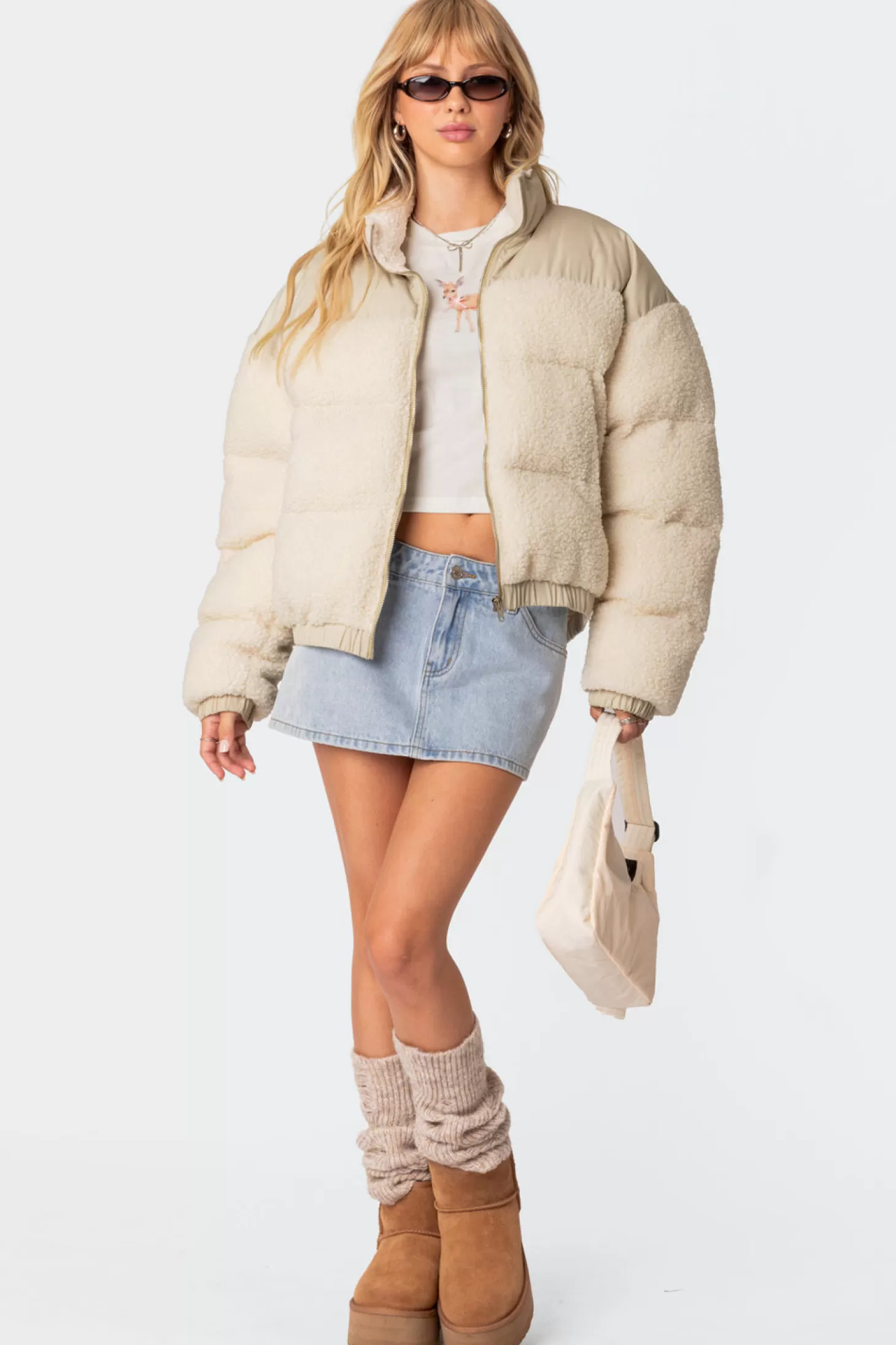 edikted Oversized Sherpa Puffer* Jackets & Coats