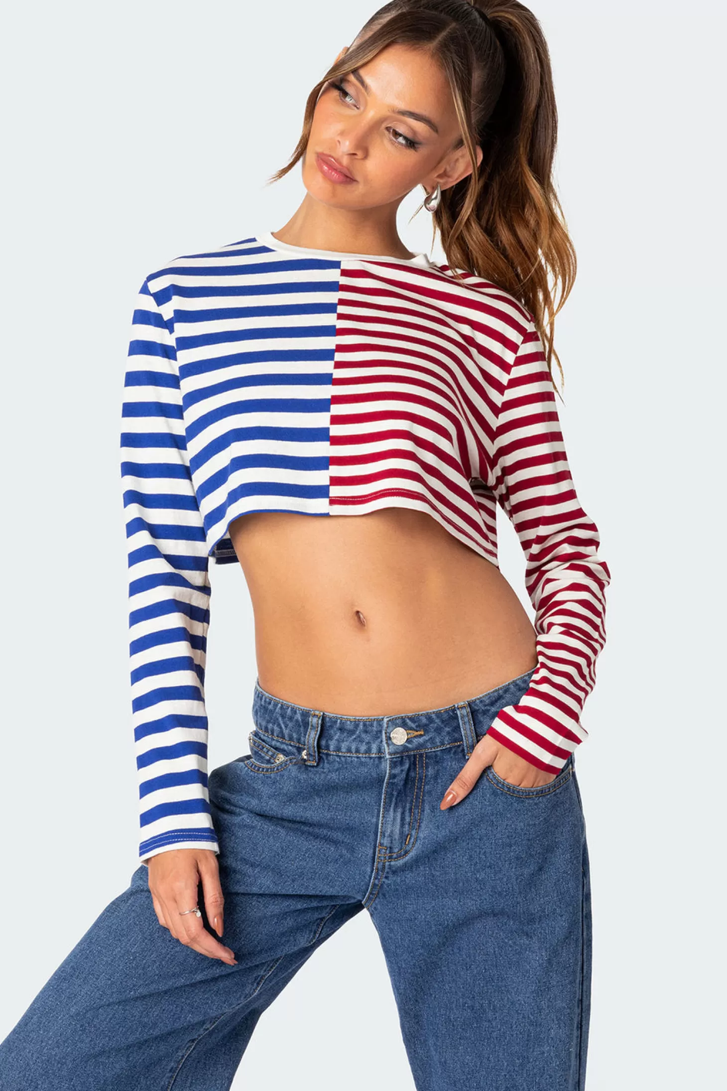 edikted Oversized Striped Long Sleeve T Shirt* Crop Tops | T-Shirts