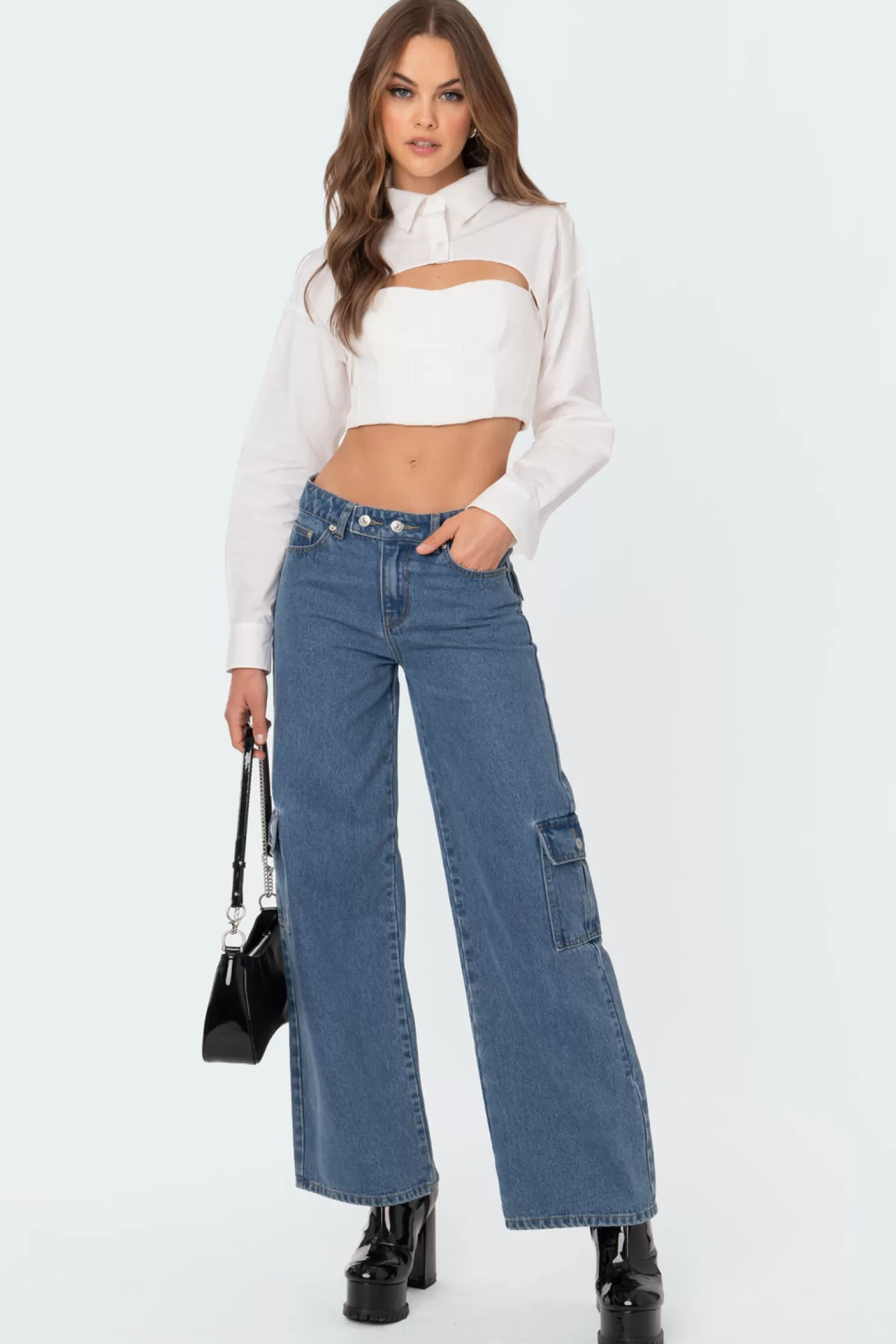 edikted Owen Button Up Shrug Top* Crop Tops