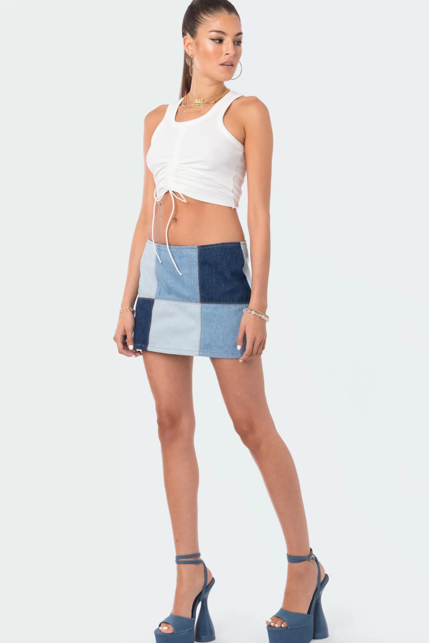 edikted Patchwork Low Rise Denim Skirt* Skirts | Skirts