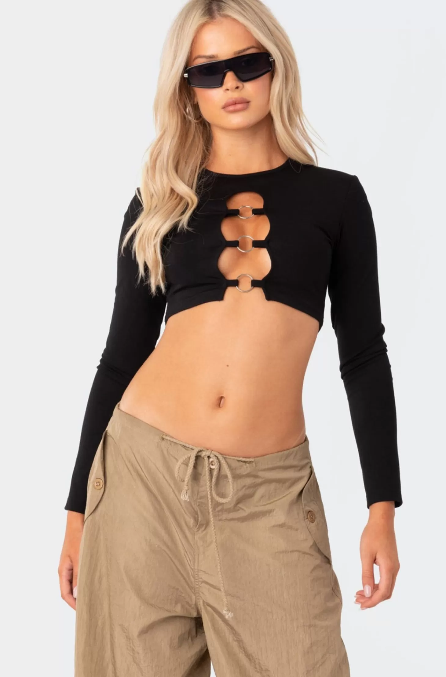 edikted Patricia Open-Ring Top* Crop Tops | Long Sleeve Tops