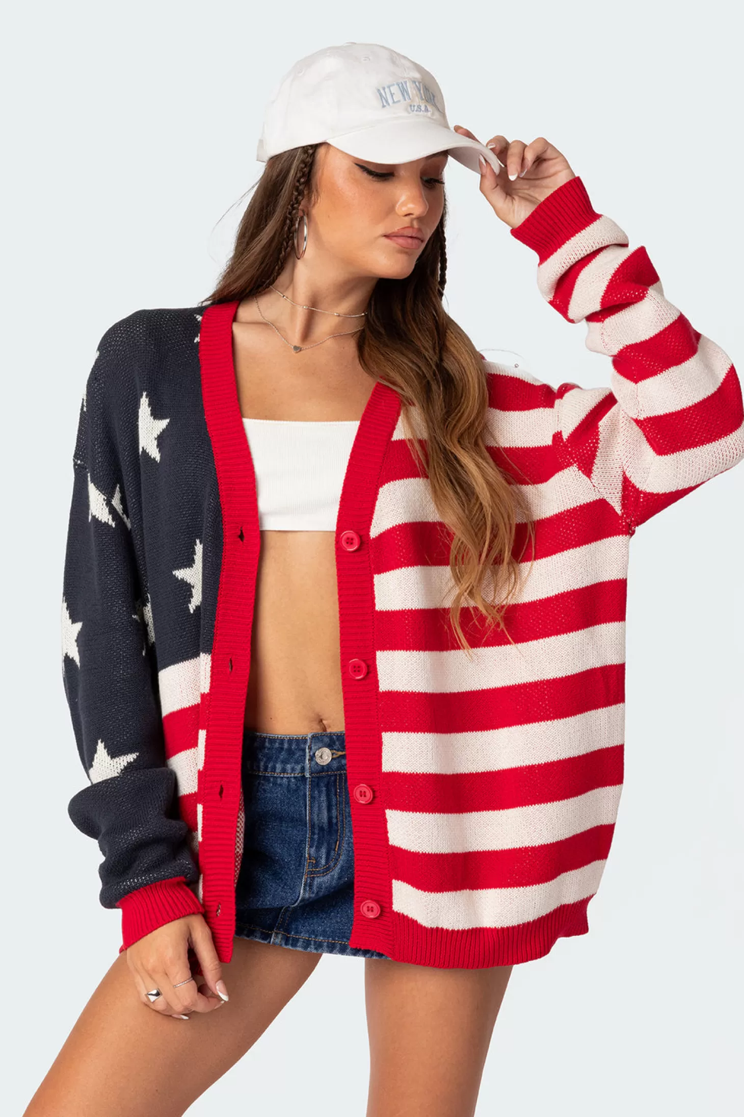 edikted Patriot Oversized Cardigan* Sweaters & Cardigans | Long Sleeve Tops