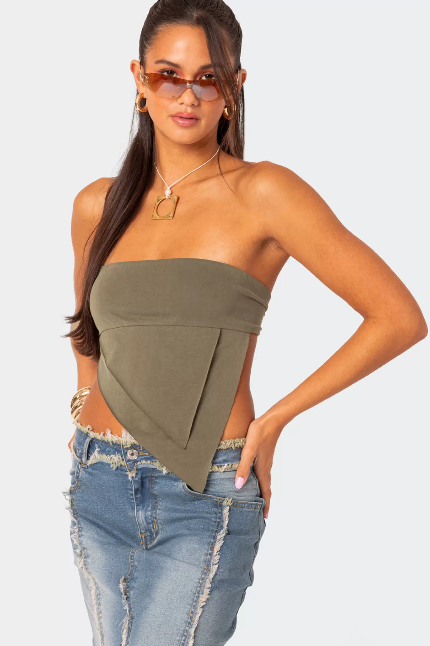 edikted Patterson Layered Triangle Tube Top* Strapless Tops