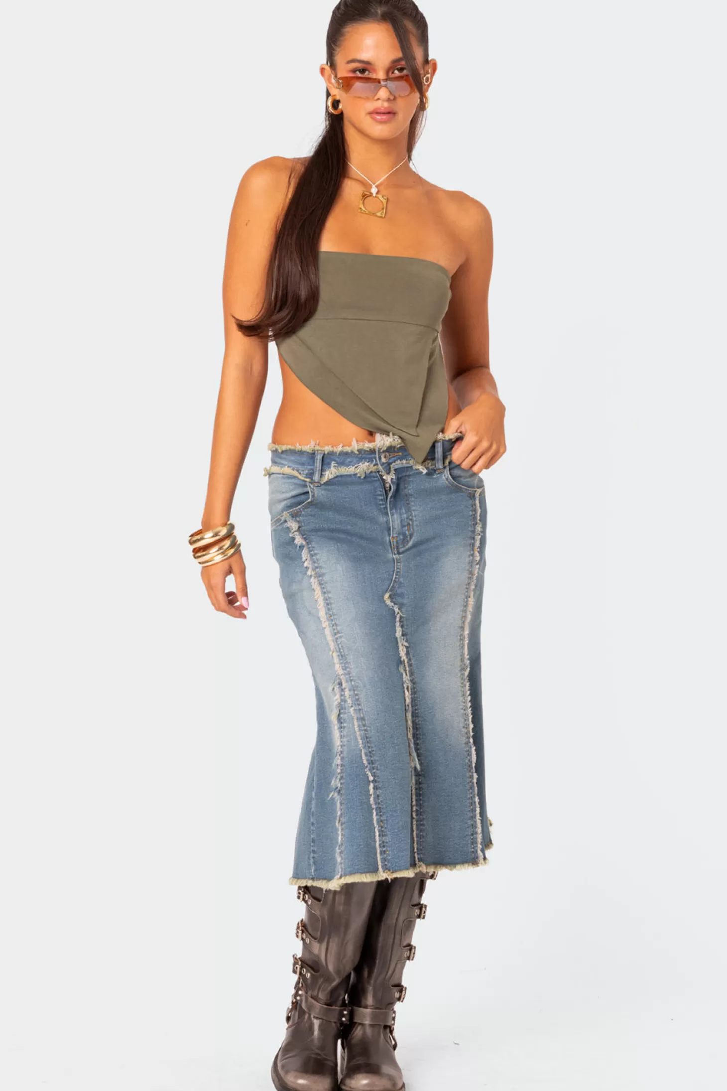 edikted Patterson Layered Triangle Tube Top* Strapless Tops