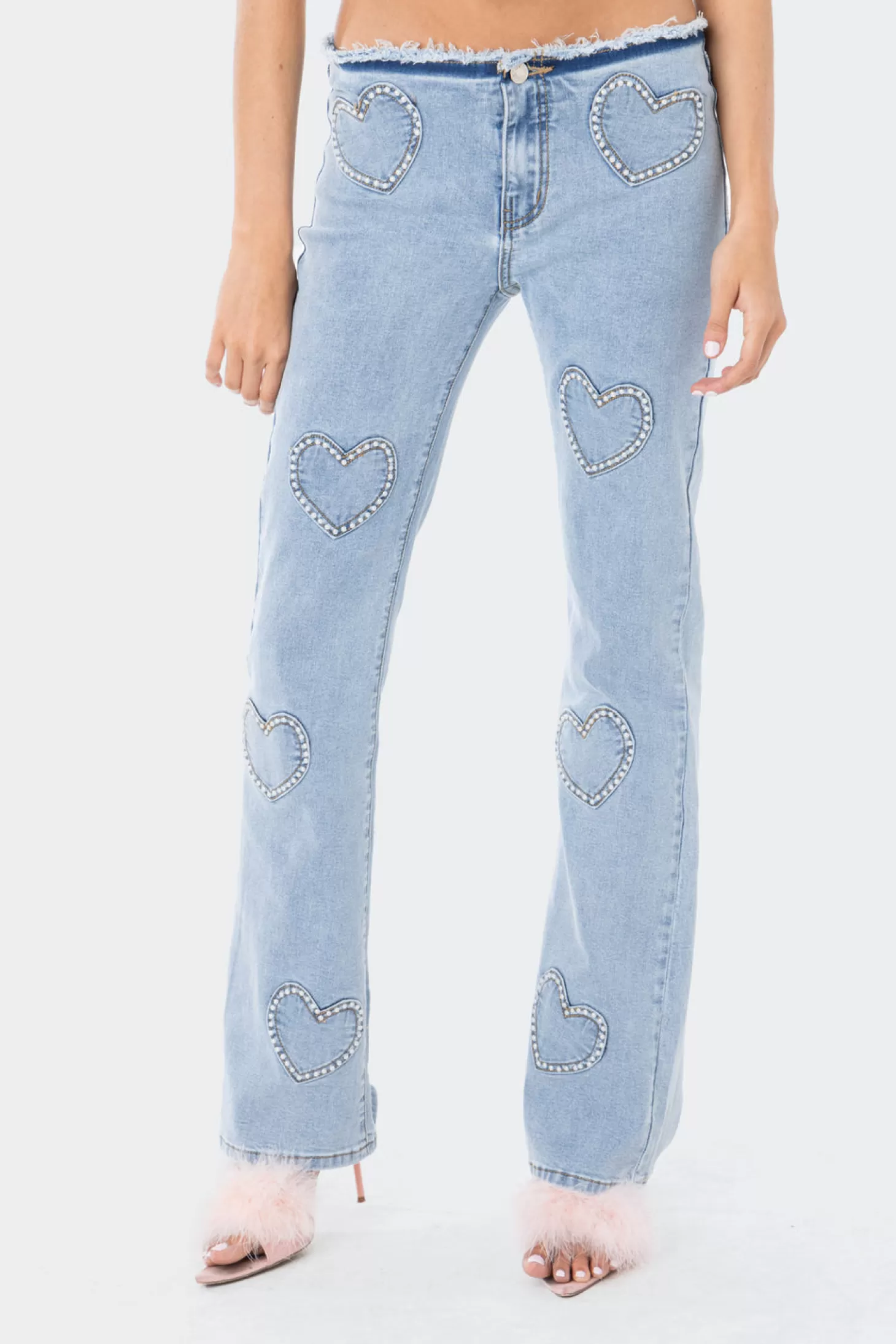 edikted Pearly Heart Low-Rise Jeans* Jeans | Jeans