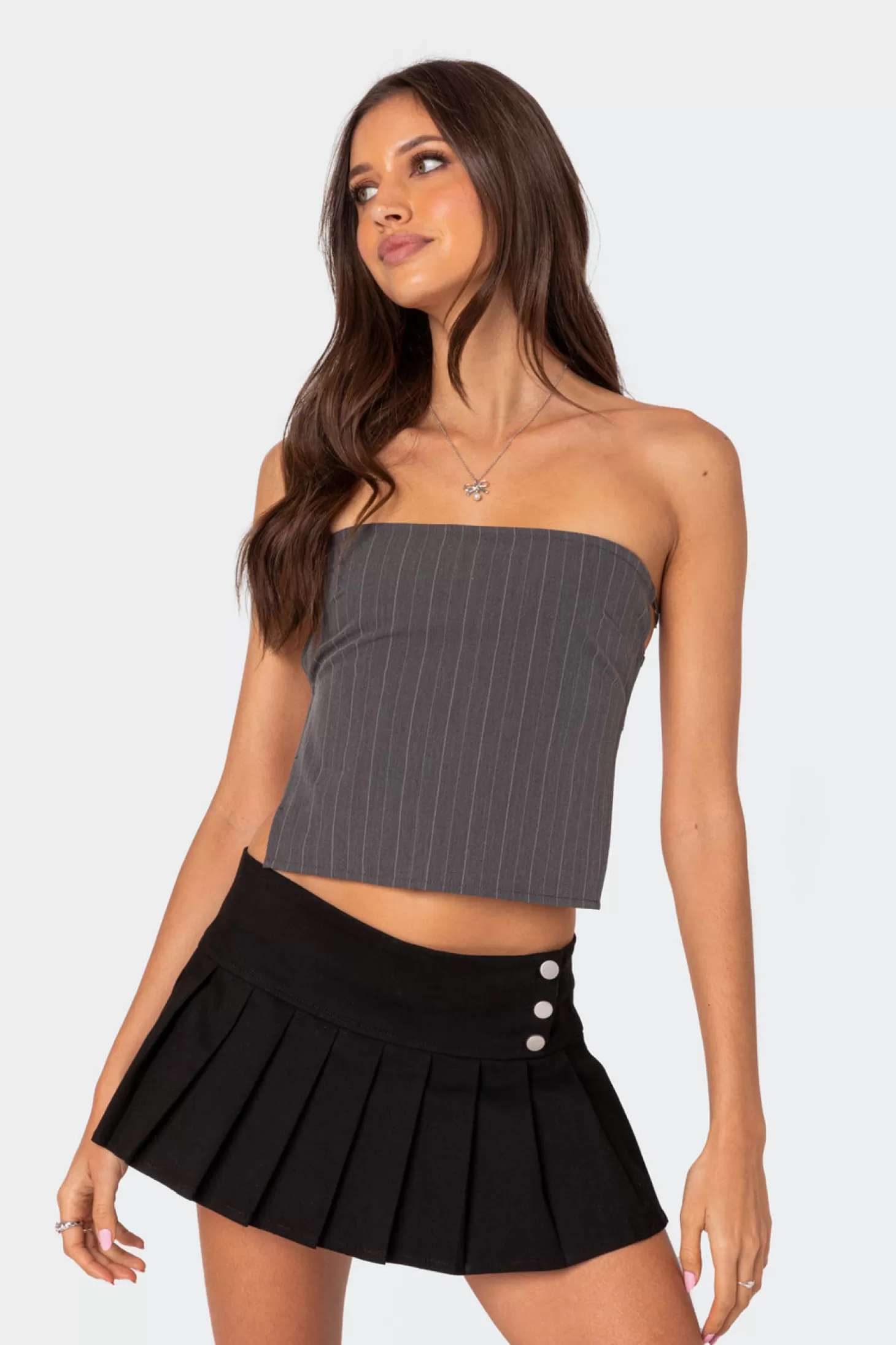 edikted Pinstripe Open Back Strapless Top* Strapless Tops | Tops