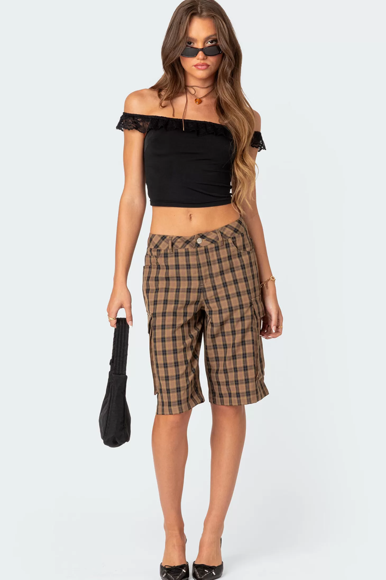 edikted Plaid Cargo Bermuda Shorts* Shorts | Shorts