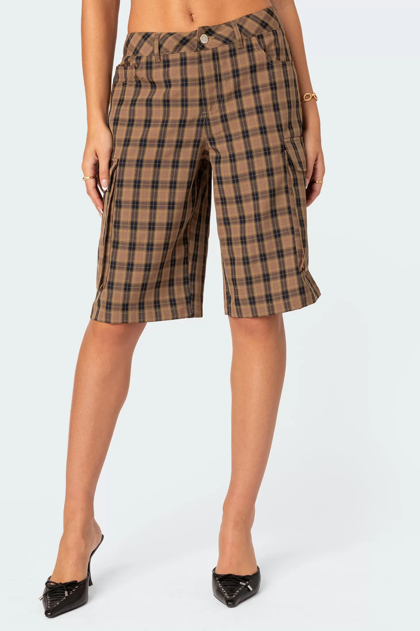 edikted Plaid Cargo Bermuda Shorts* Shorts | Shorts