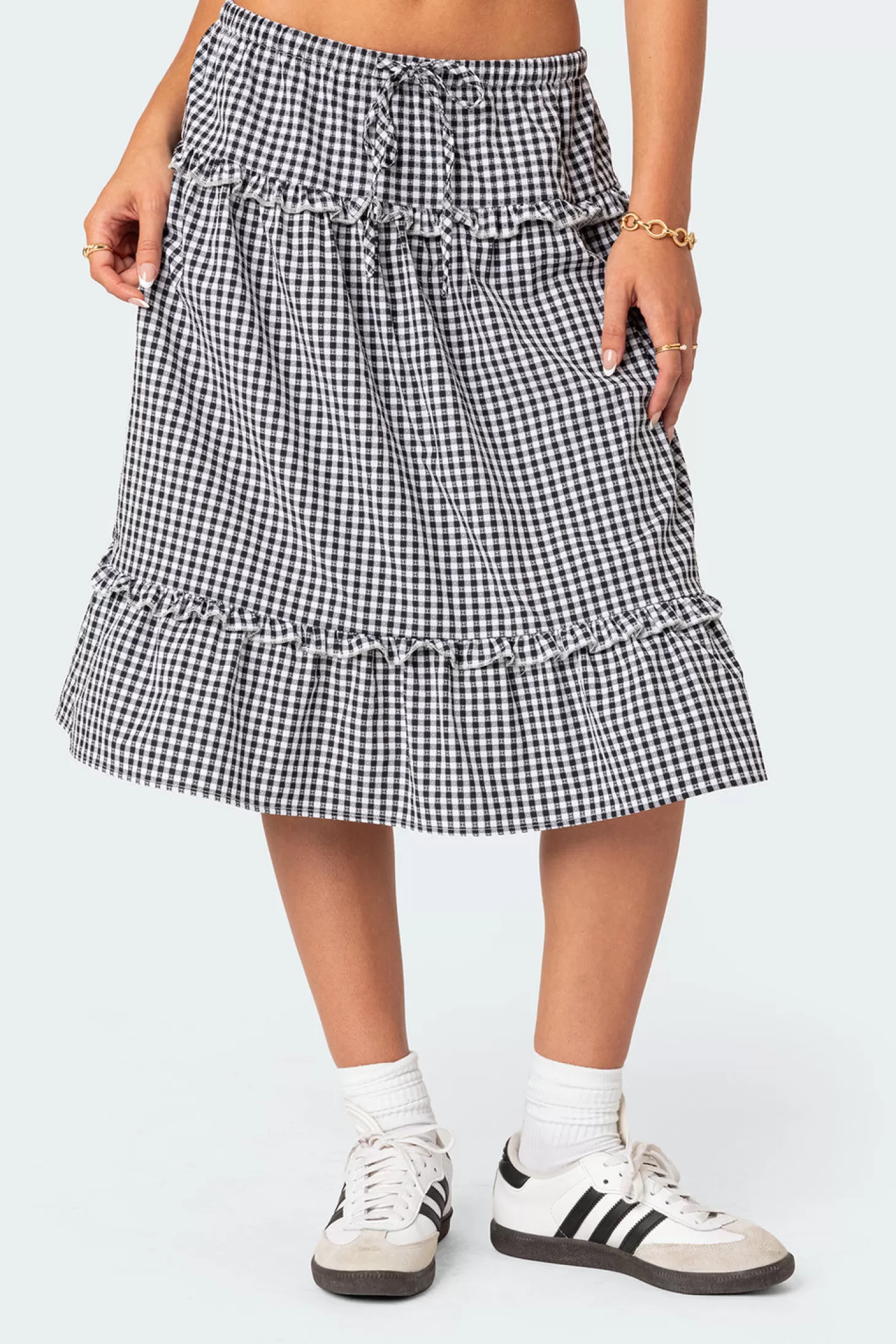 edikted Plaid Tiered Midi Skirt* Skirts | Skirts