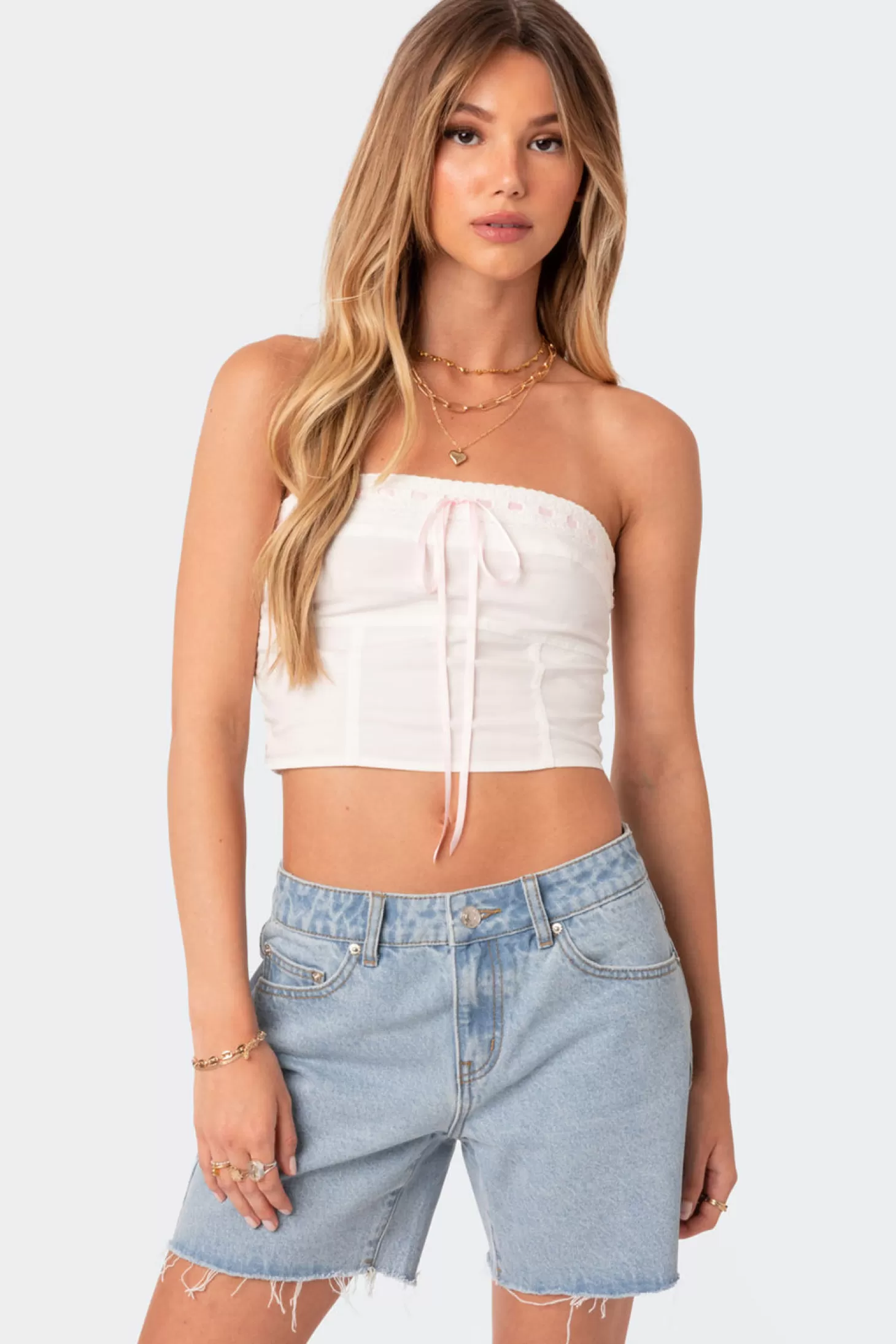 edikted Poplin Bustier Top* Strapless Tops