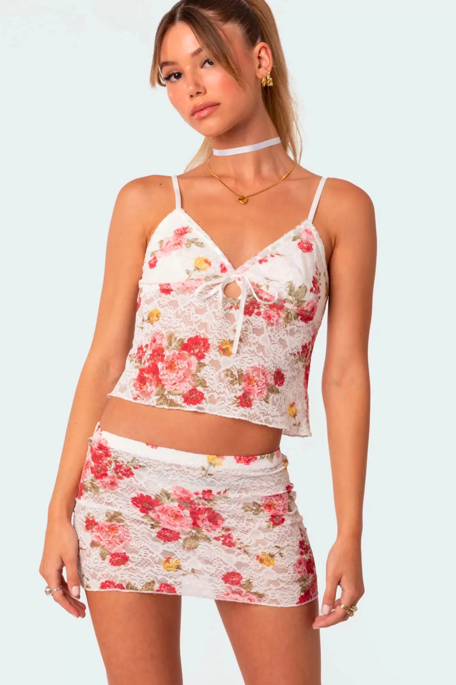 edikted Portofino Printed Sheer Lace Tank Top* Tank Tops | Tops