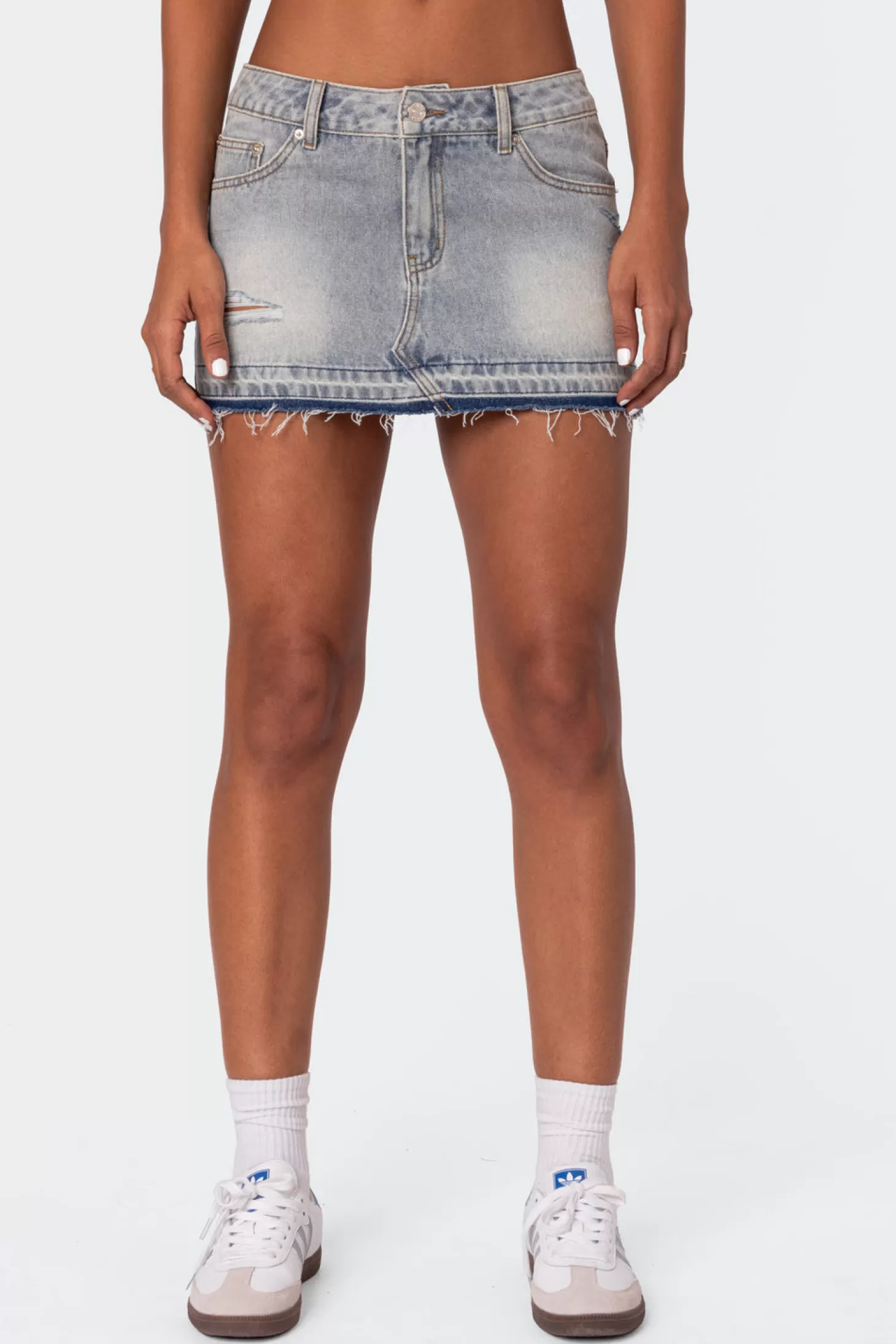 edikted Priyanka Distressed Denim Mini Skirt* Skirts | Skirts