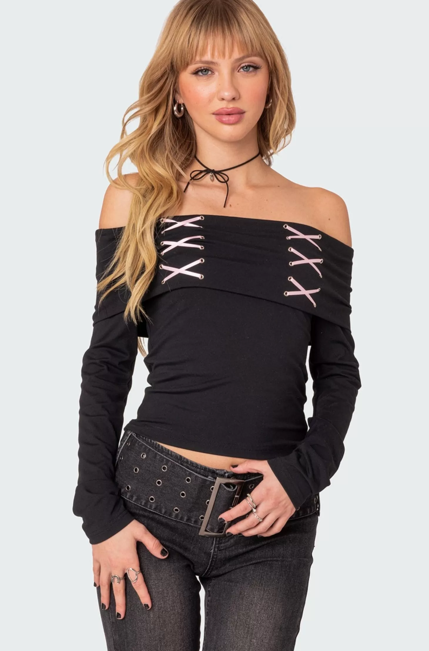 edikted Queen B Fold Over Top* Long Sleeve Tops