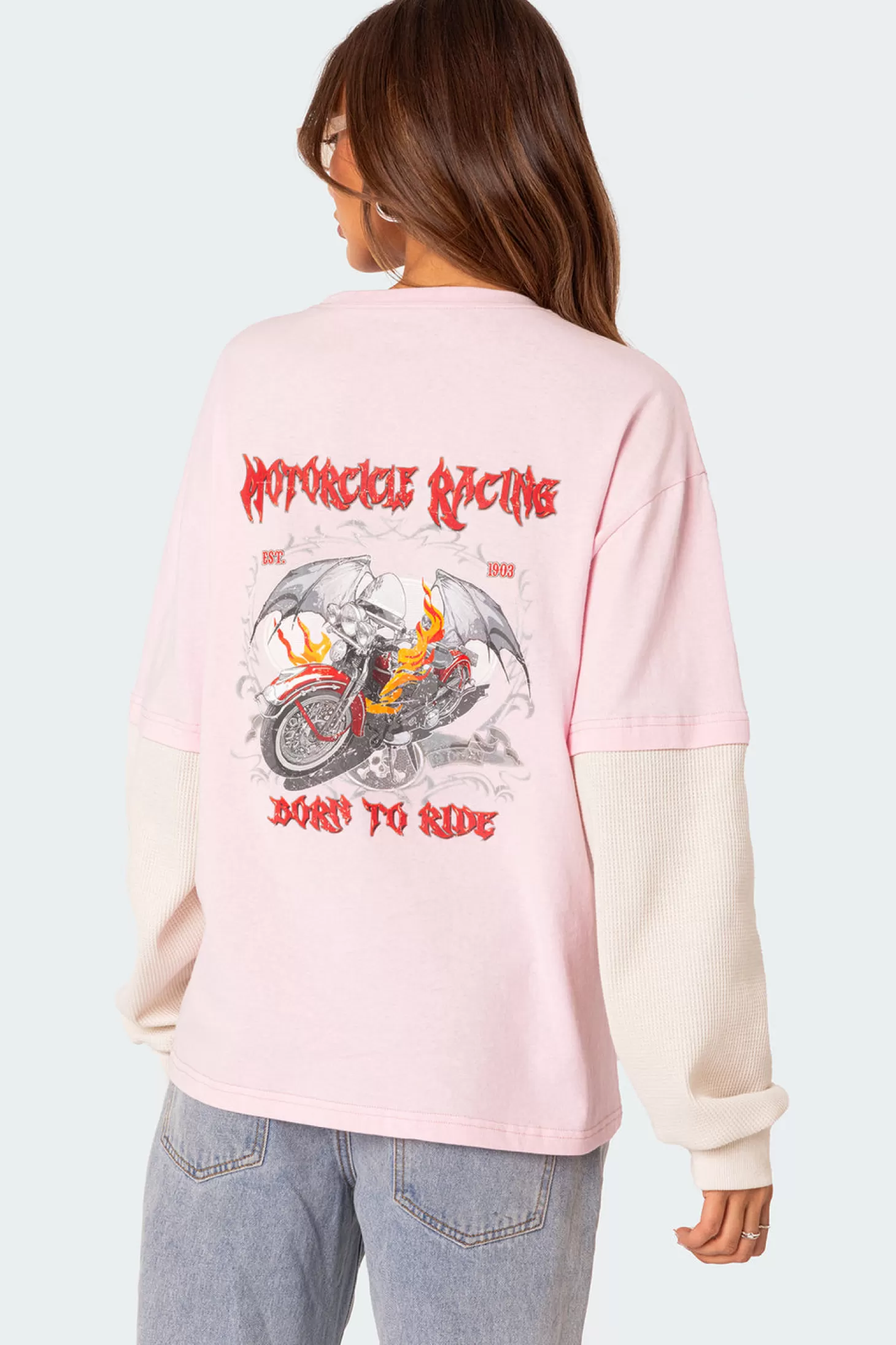 edikted Racing Oversized Layered T Shirt* T-Shirts | Long Sleeve Tops