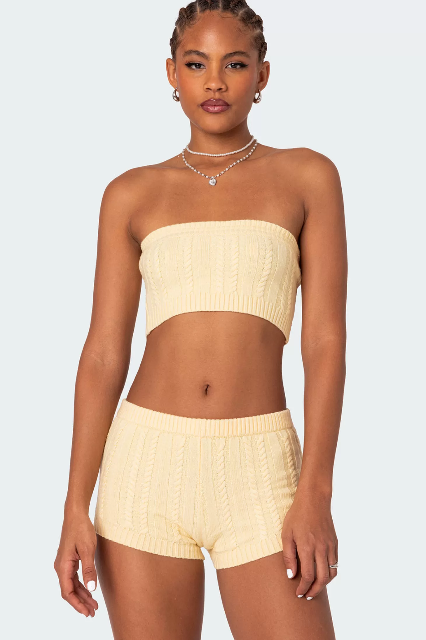 edikted Raegan Cable Knit Bandeau Top* Crop Tops | Strapless Tops