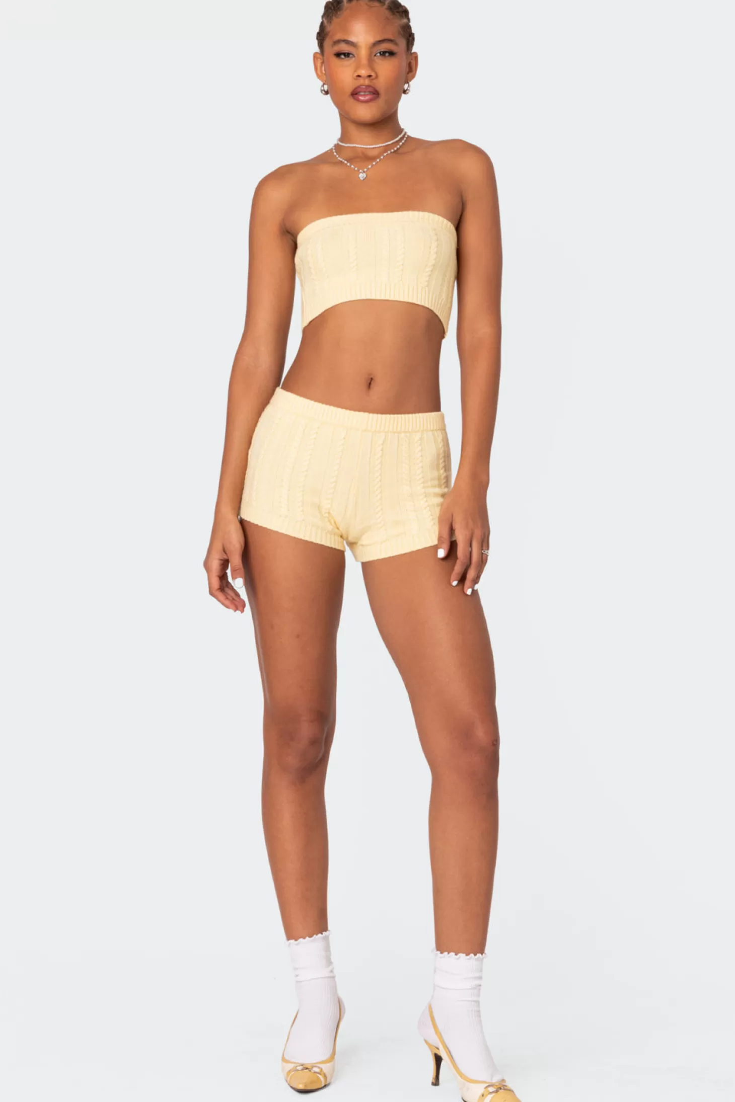 edikted Raegan Cable Knit Bandeau Top* Crop Tops | Strapless Tops