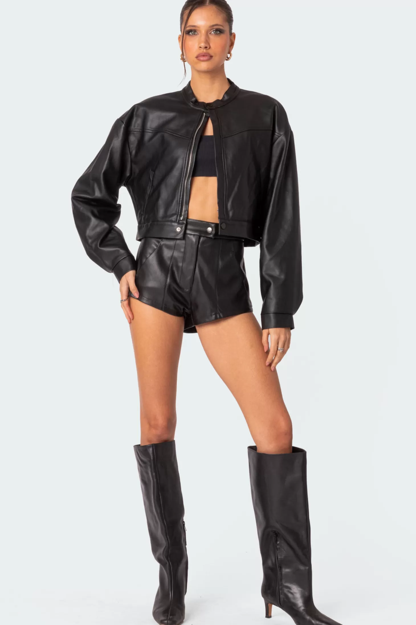 edikted Ramona High Rise Faux Leather Micro Shorts* Shorts | Shorts