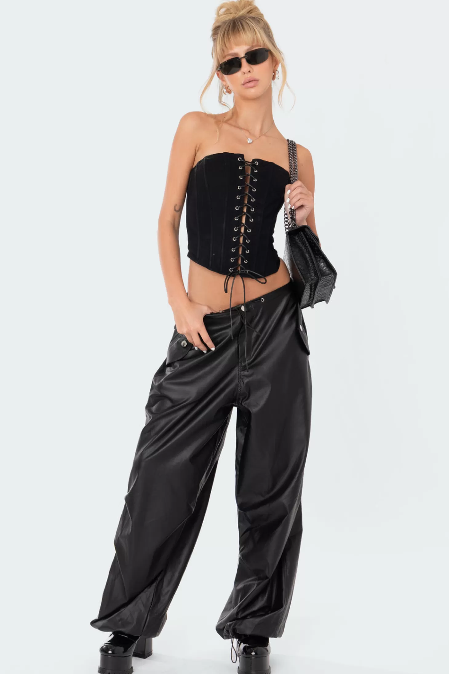 edikted Rebel Faux Leather Cargo Pants* Pants | Pants