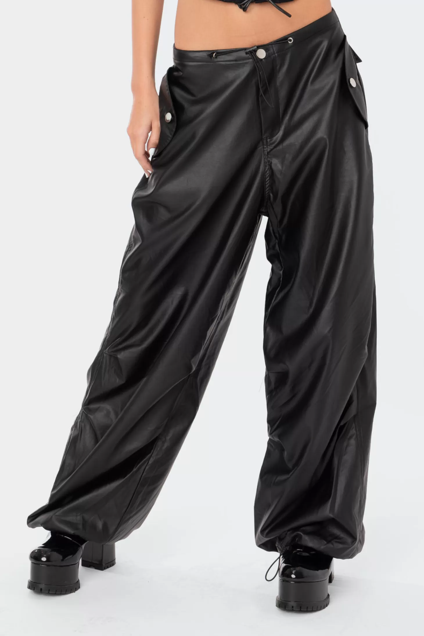 edikted Rebel Faux Leather Cargo Pants* Pants | Pants