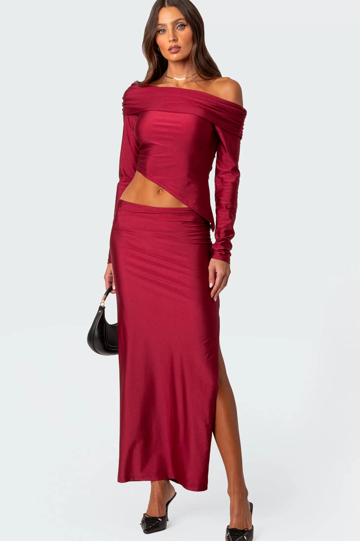 edikted Reema Shiny Slit Maxi Skirt* Skirts | Skirts