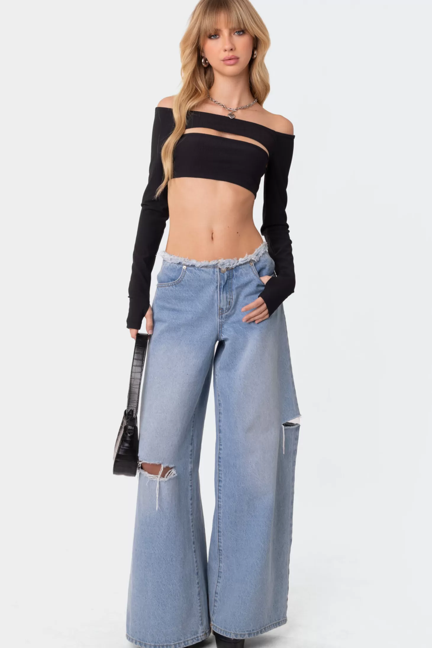 edikted Reign Two Piece Ribbed Crop Top* Crop Tops | Long Sleeve Tops