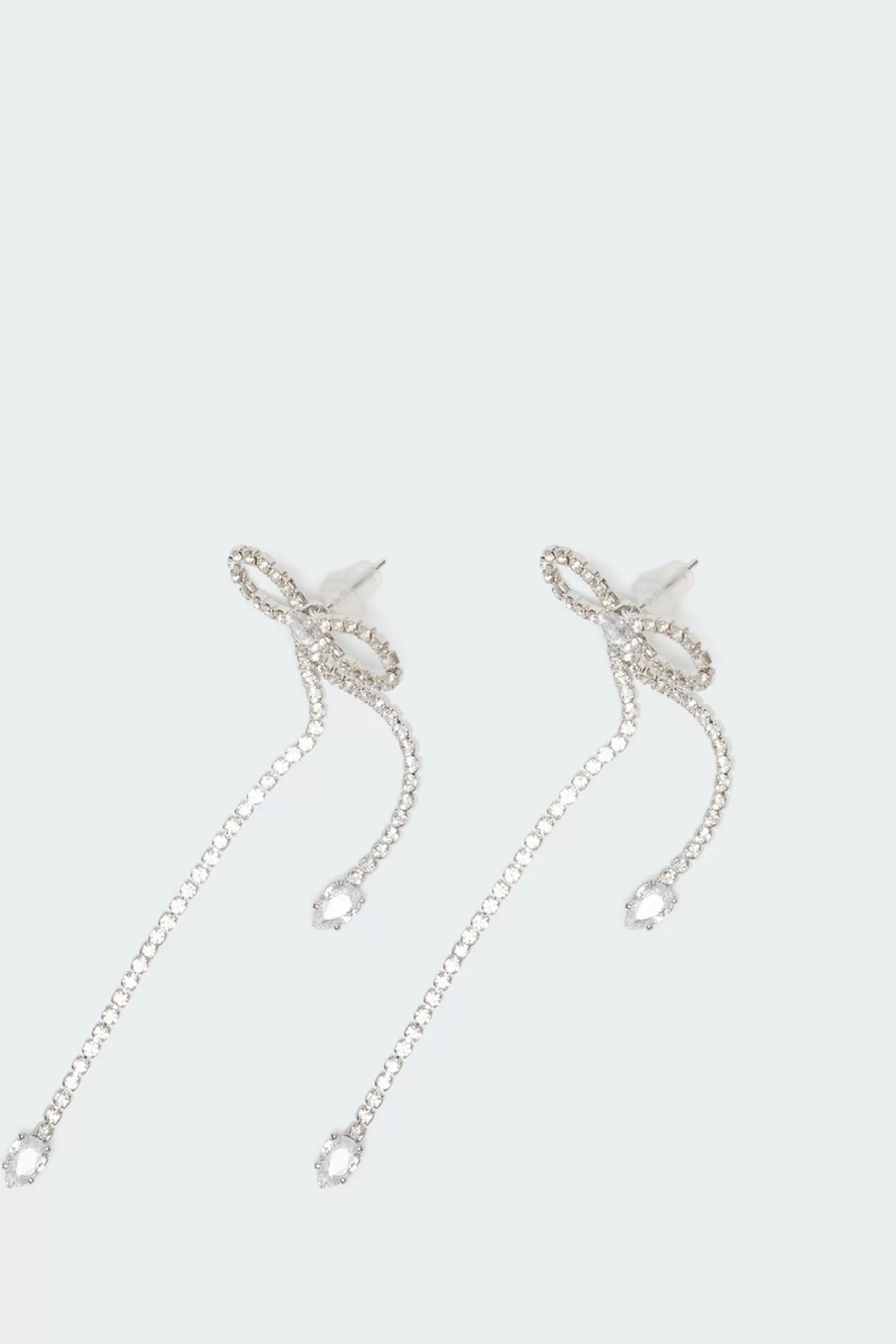 edikted Rhinestone Dangling Bow Earrings* Earrings