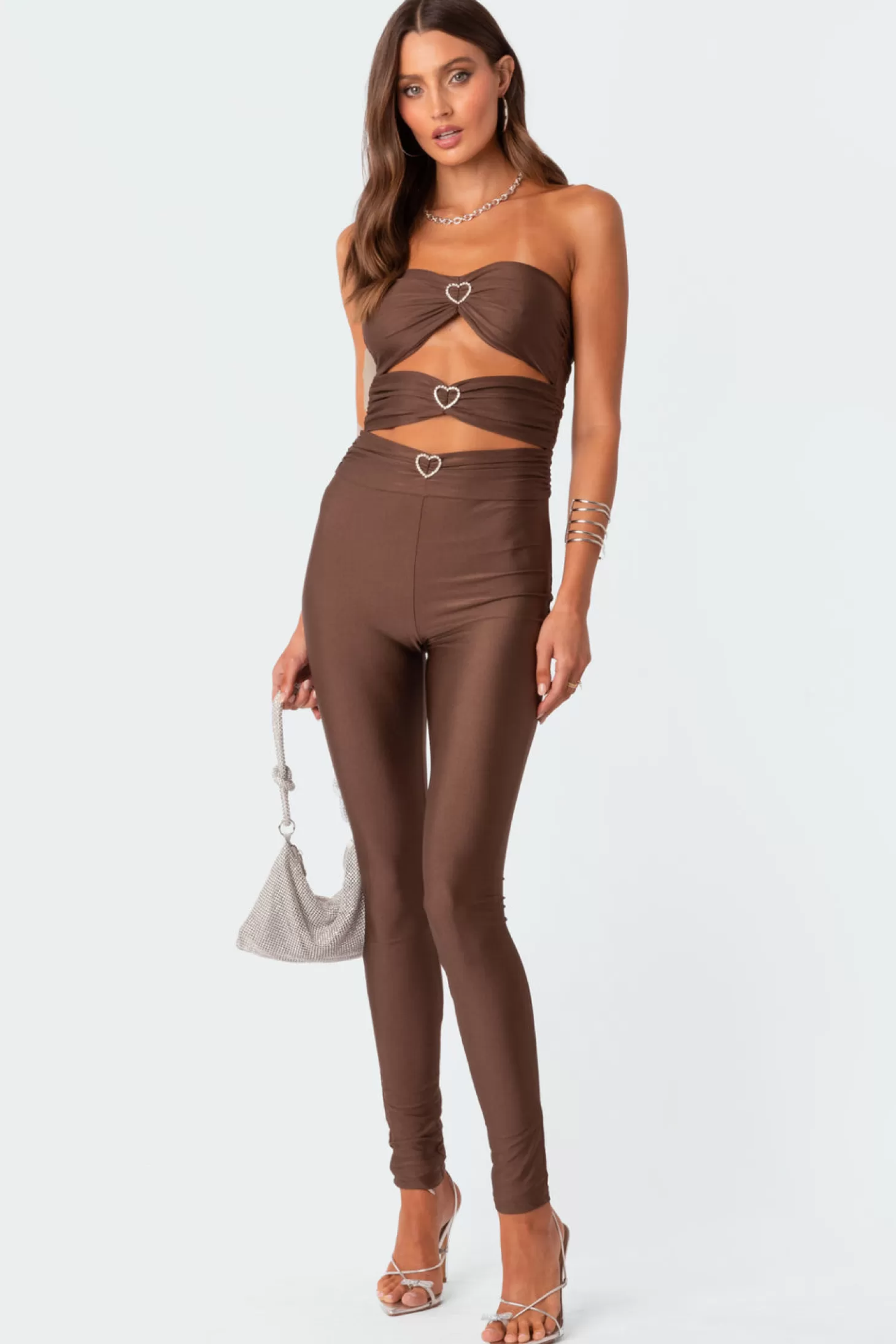 edikted Rhinestone Heart Cut Out Jumpsuit* Jumpsuits & Rompers