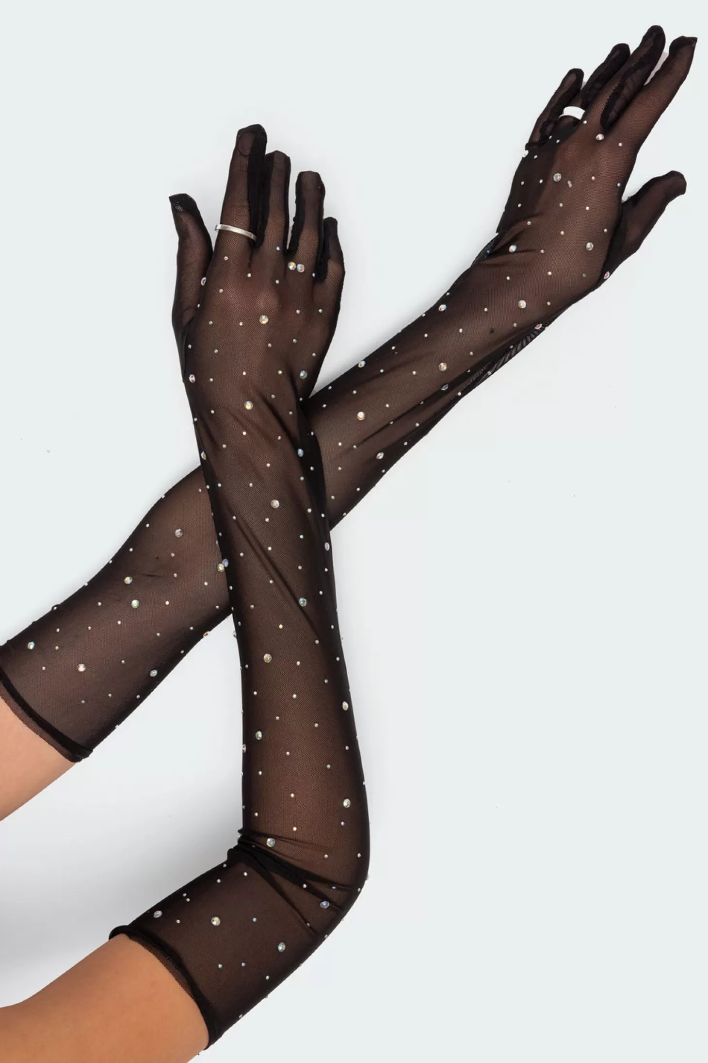 edikted Rhinestone Sheer Mesh Gloves* Fun Stuff