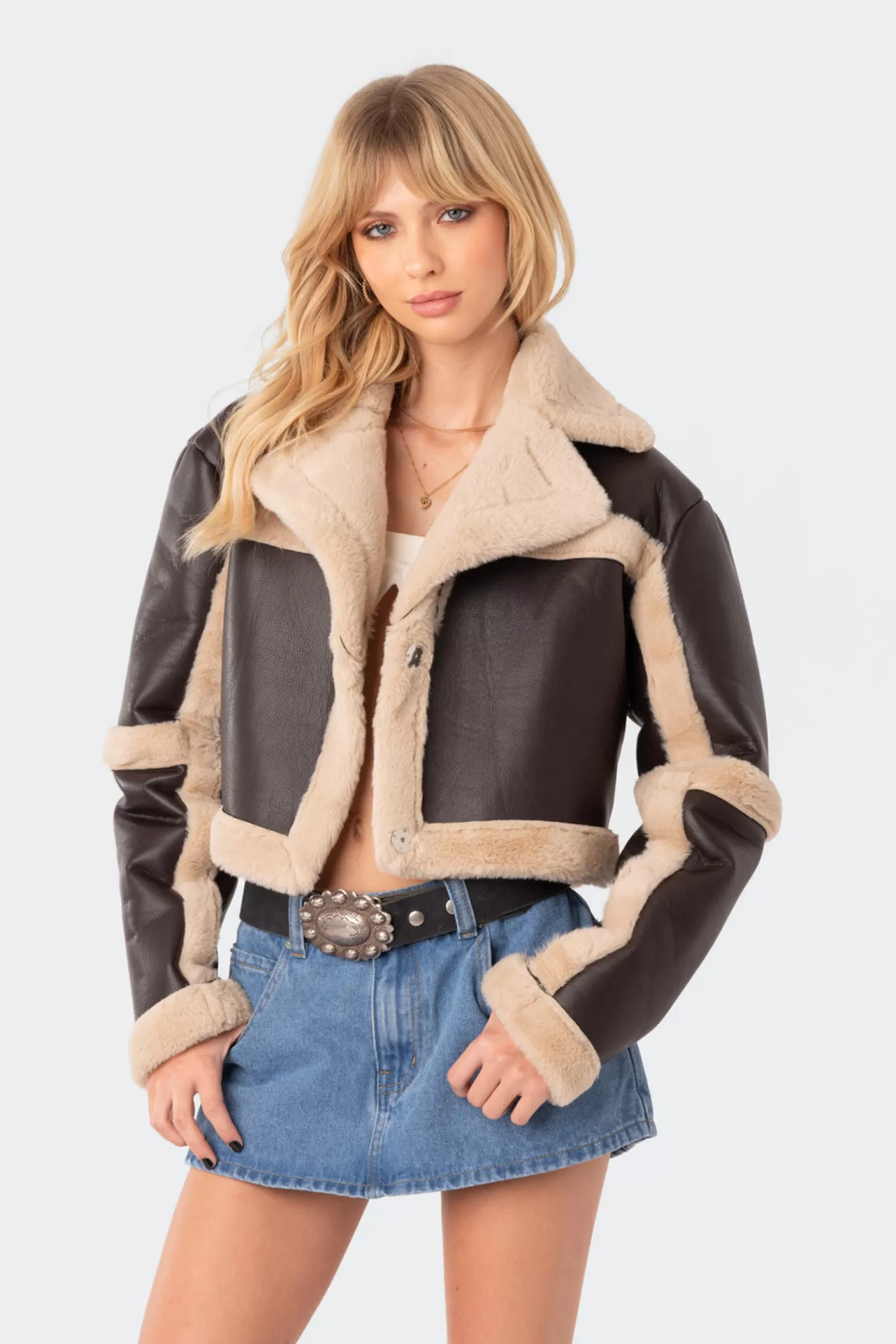 edikted Ricky Faux Leather Shearling Jacket* Jackets & Coats