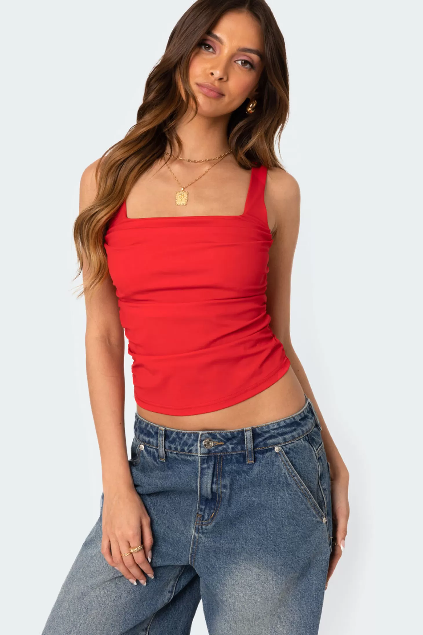 edikted Rio Ruched Square Neck Top* Tank Tops | Tops