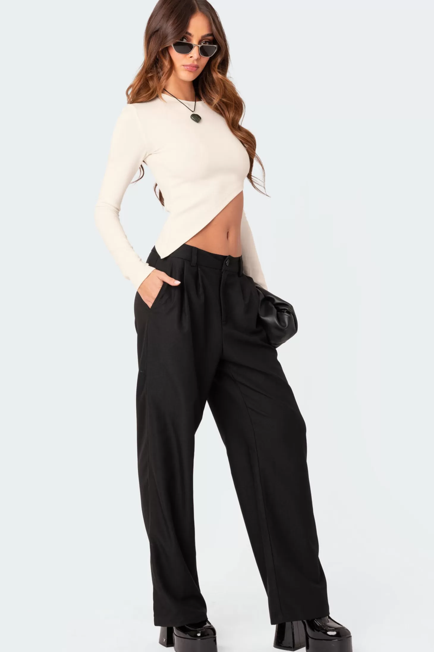 edikted Riza Asymmetric Top* Crop Tops | Long Sleeve Tops