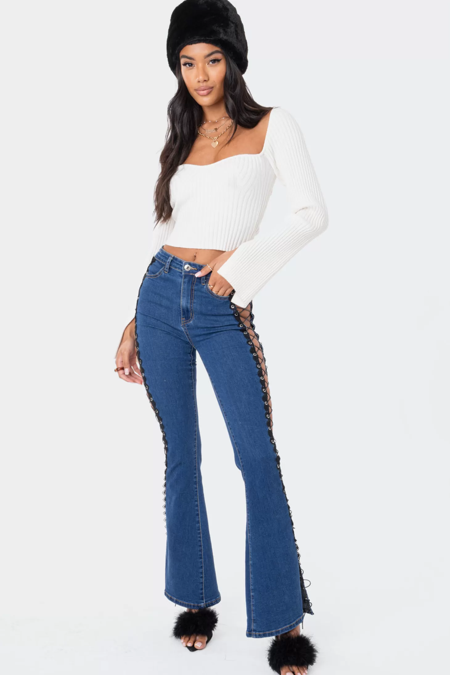 edikted Robbie Sweetheart Knitted Top* Long Sleeve Tops | Knitted Tops