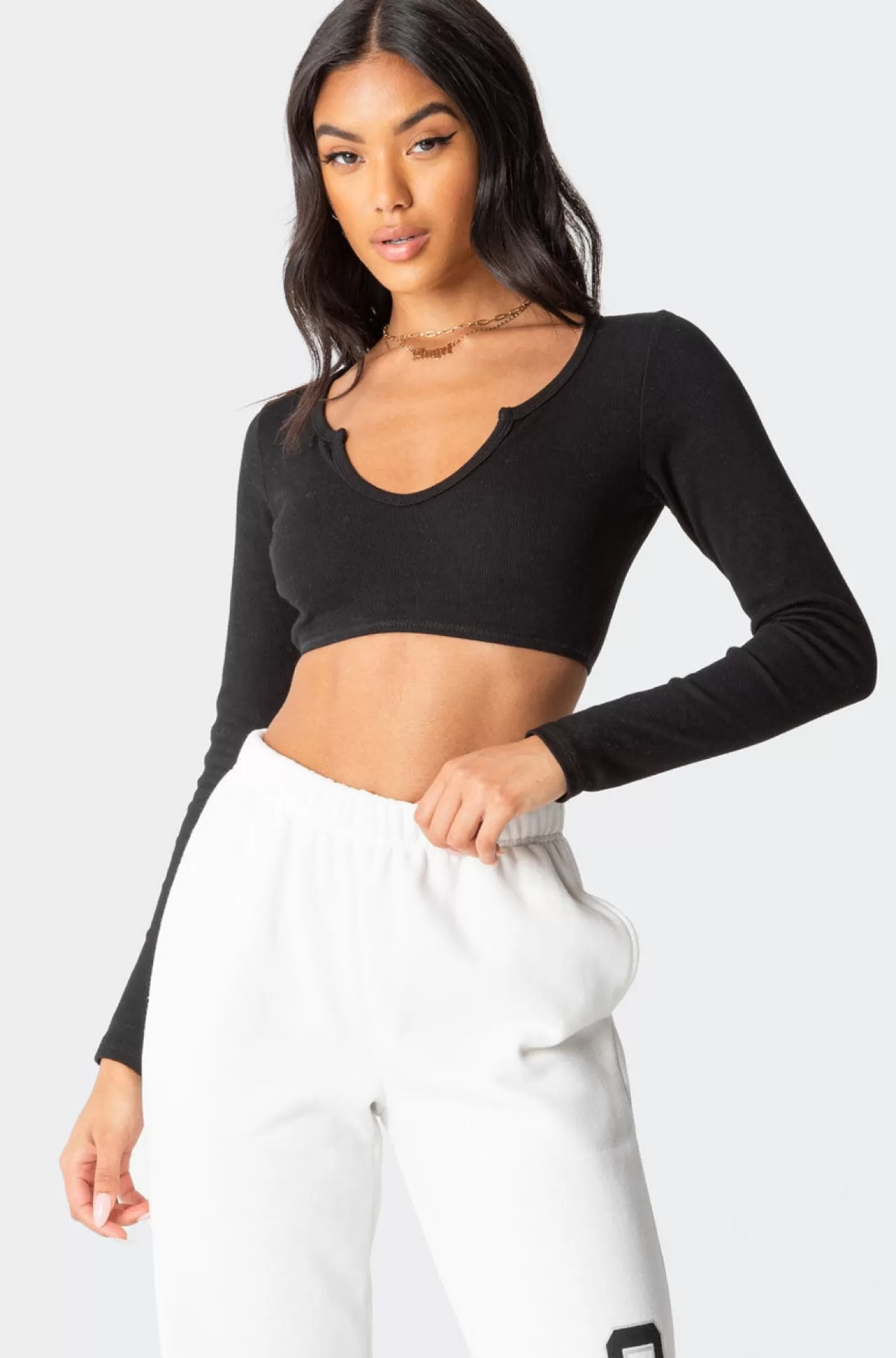 edikted Romance Ribbed Crop Top* Crop Tops | Long Sleeve Tops