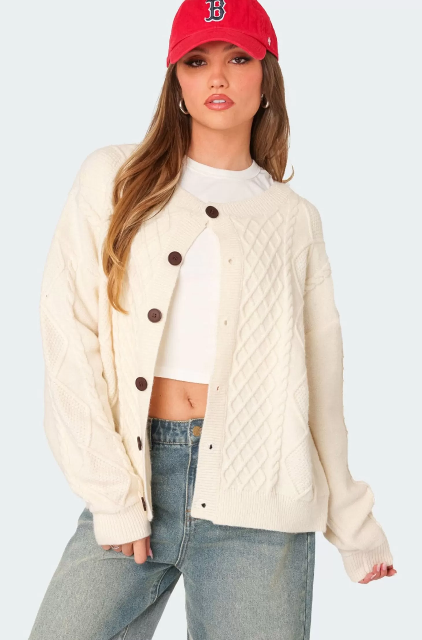 edikted Rory Oversized Cable Knit Cardigan* Sweaters & Cardigans | Long Sleeve Tops