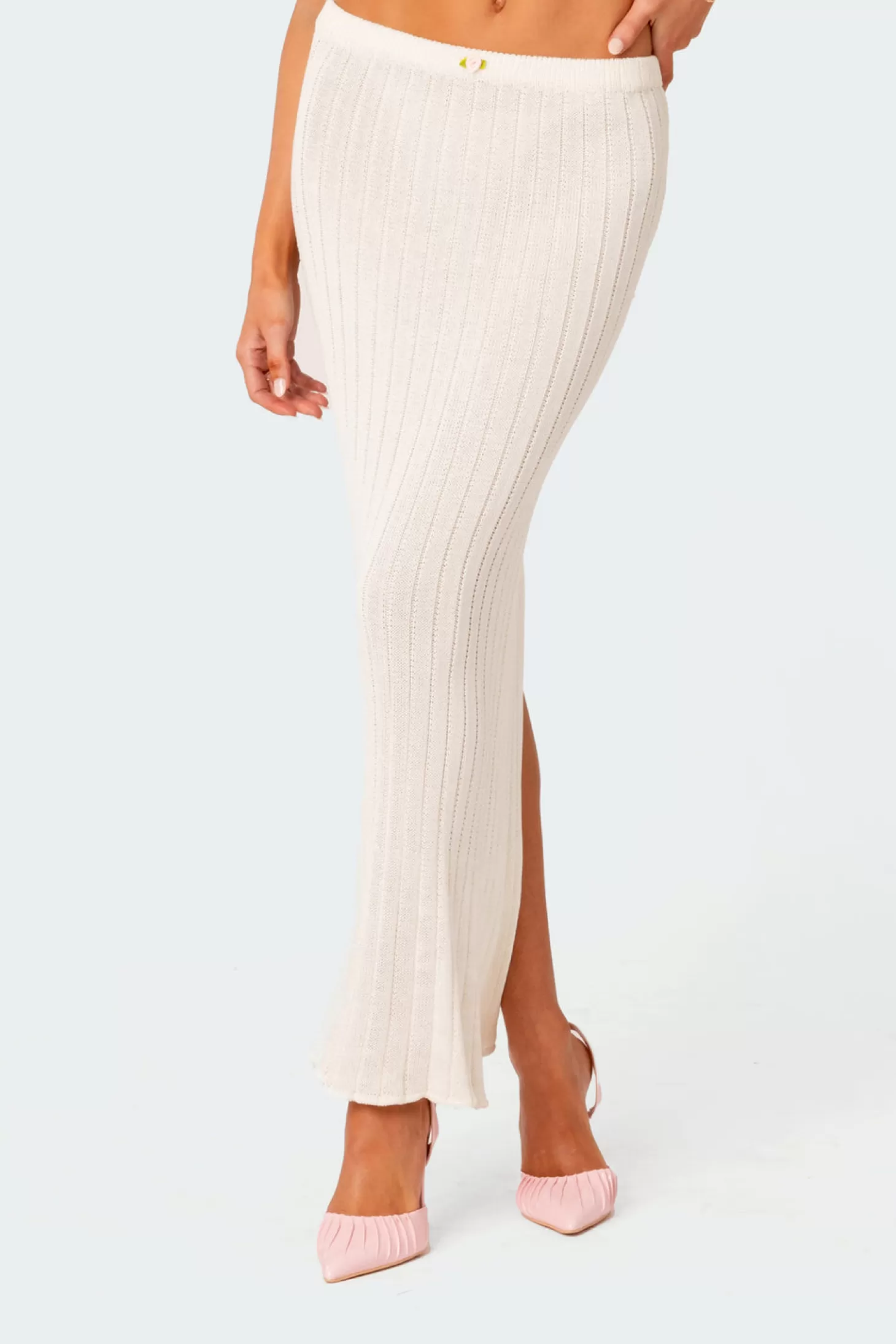 edikted Rosebud Knit Low Rise Back Slitted Maxi Skirt* Skirts | Skirts