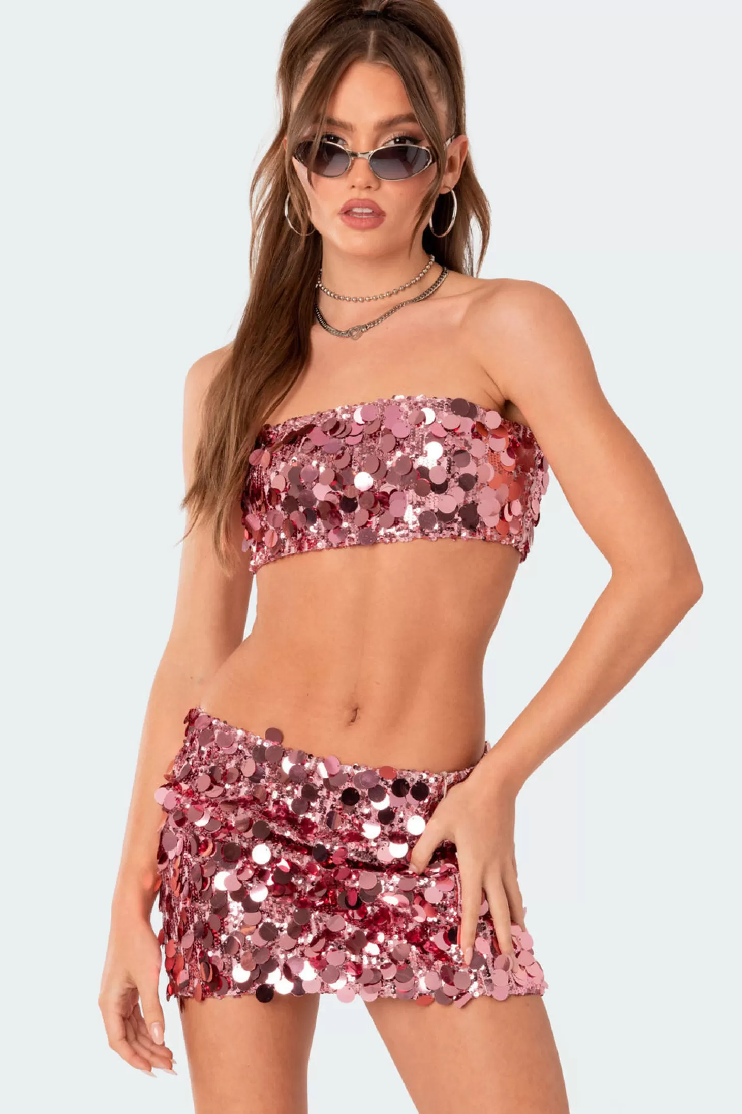 edikted Sabina Sequin Bandeau Top* Crop Tops | Strapless Tops