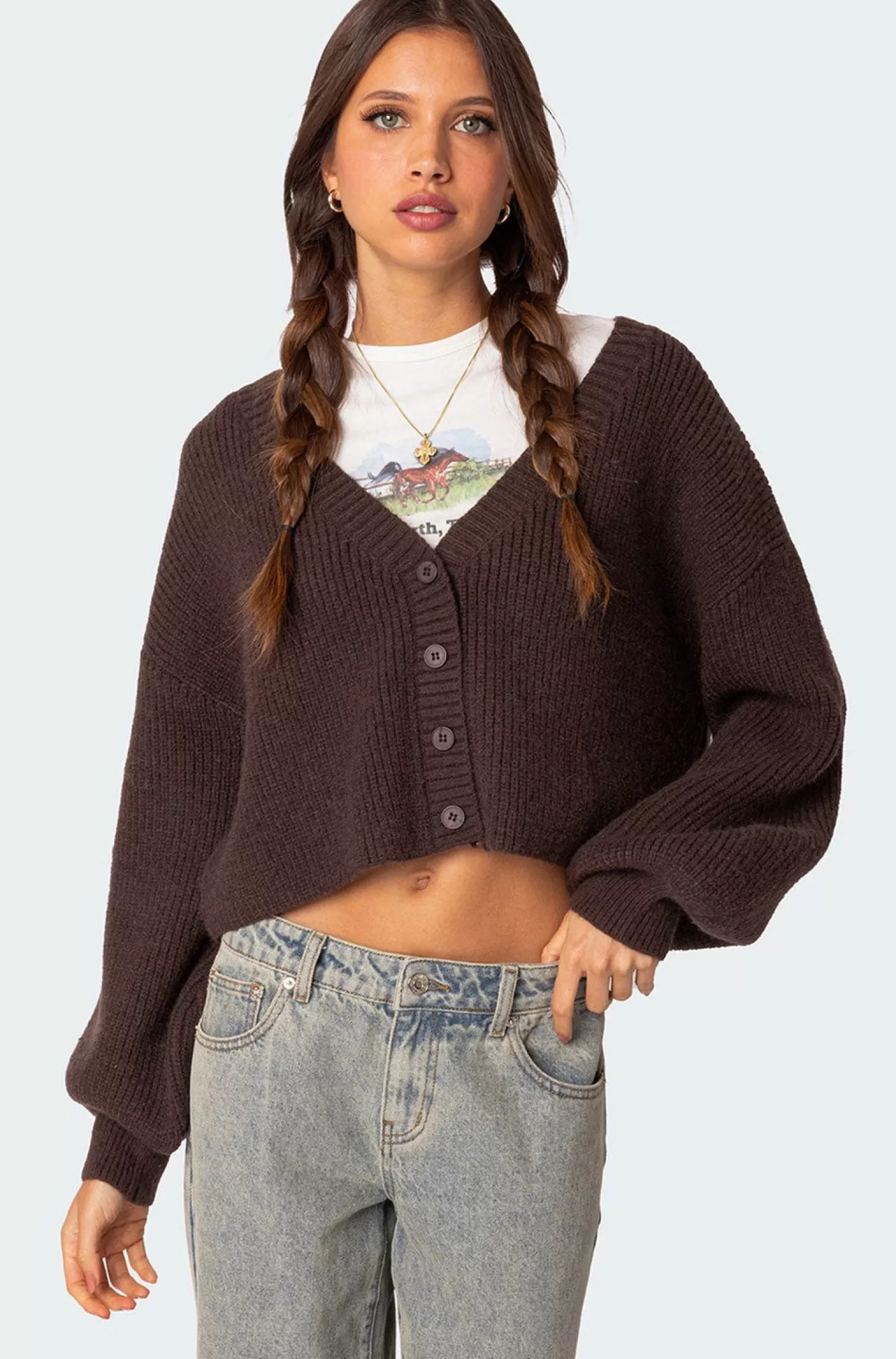 edikted Sabrina Chunky Knit Cropped Cardigan* Crop Tops | Sweaters & Cardigans