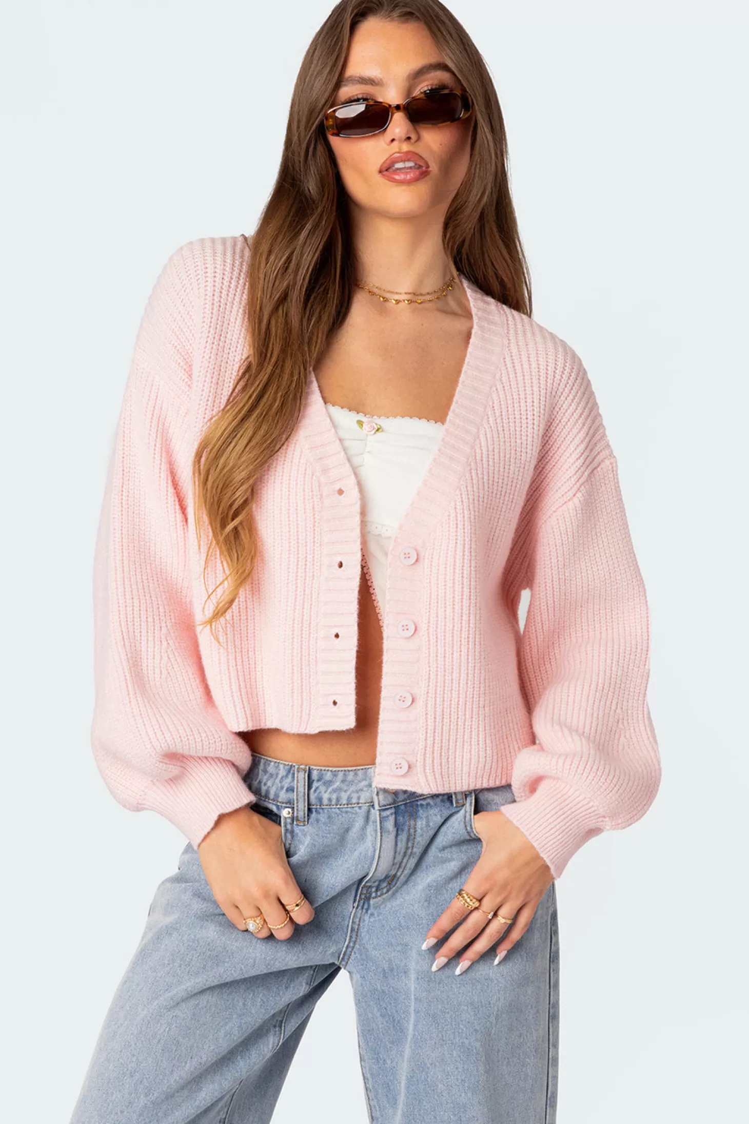 edikted Sabrina Chunky Knit Cropped Cardigan* Crop Tops | Sweaters & Cardigans