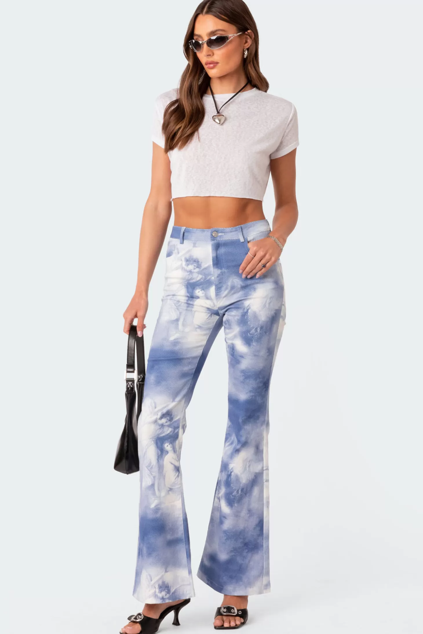 edikted Saint Printed Flared Jeans* Jeans | Jeans