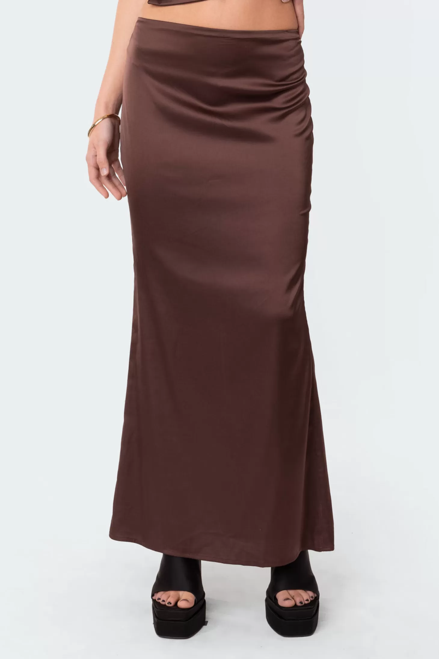 edikted Satin Low Rise Back Slit Maxi Skirt* Skirts | Skirts